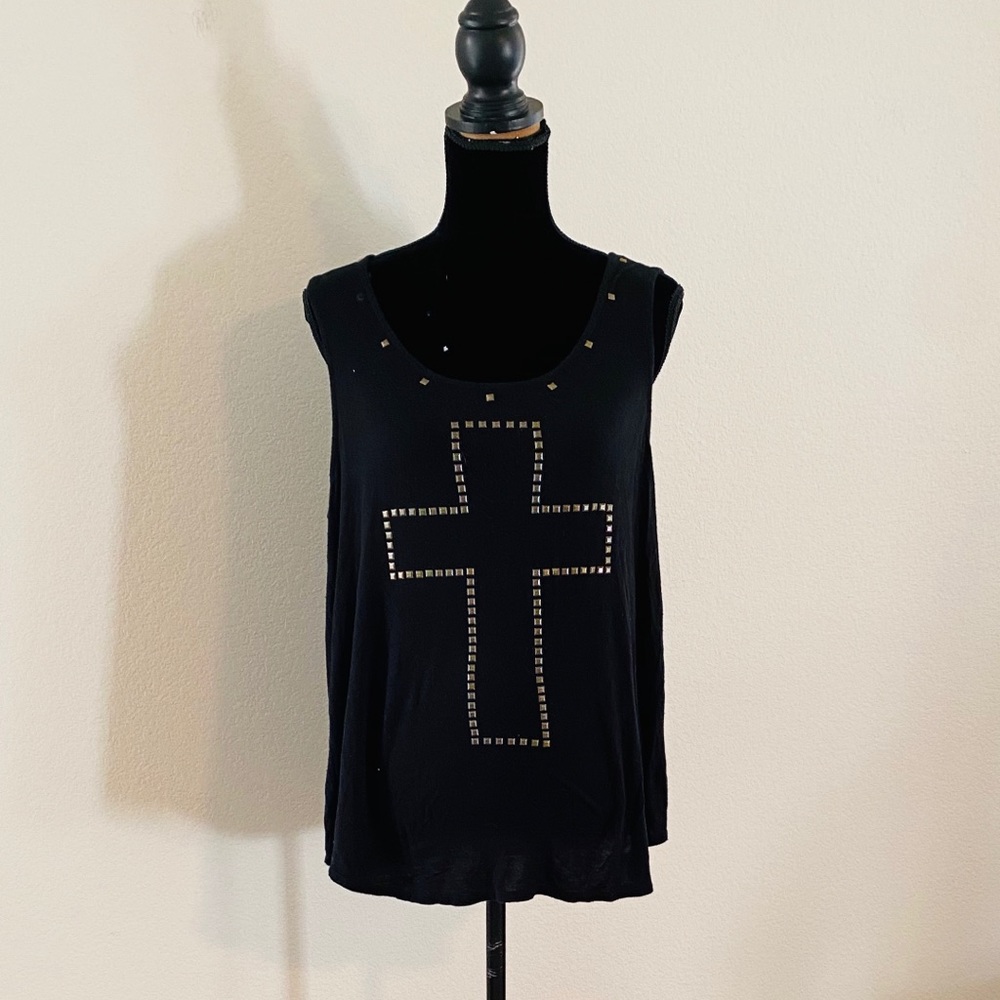 SOLD 5/$25! Forever 21 Gold Cross Rivet Tank